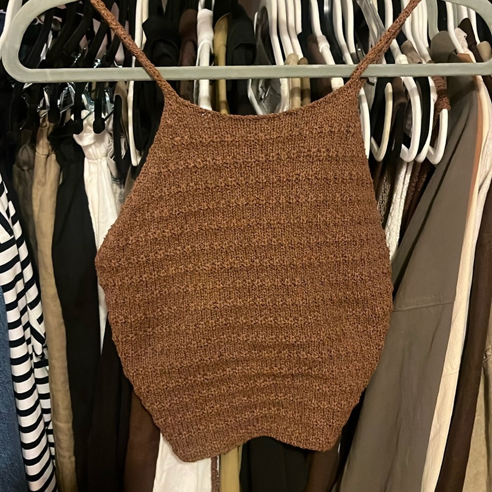 OZMA Brown Knit Tank Top